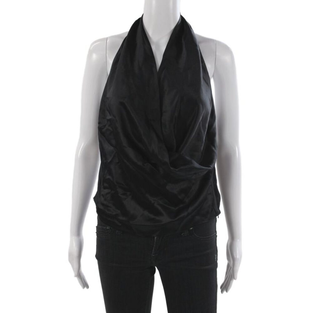 Reformation Womens Silk Sleeveless Top Black Zip Size XS